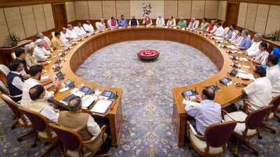 **EDS: IMAGE VIA PMO** New Delhi: Prime Minister Narendra Modi chairs the first meeting of his new Cabinet, attended by the newly-inducted ministers, at the prime minister's 7, Lok Kalyan Marg residence, in New Delhi, Monday, June 10, 2024. (PTI Photo)(PTI06_10_2024_000252B) (PTI) **EDS: IMAGE VIA PMO** New Delhi: Prime Minister Narendra Modi chairs the first meeting of his new Cabinet, attended by the newly-inducted ministers, at the prime minister's 7, Lok Kalyan Marg residence, in New Delhi, Monday, June 10, 2024. (PTI Photo)(PTI06_10_2024_000252B) (PTI)