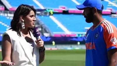 Sanjana Ganesan interviewed Jasprit Bumrah following India's six-run victory over Pakistan in New York. (Instagram/icc) Sanjana Ganesan interviewed Jasprit Bumrah following India's six-run victory over Pakistan in New York. (Instagram/icc)