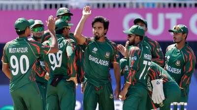 For BAN's bowling department, Tanzim Hasan Shakib took three wickets. (AP) For BAN's bowling department, Tanzim Hasan Shakib took three wickets. (AP)
