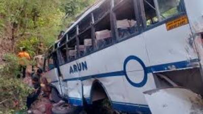 The bus was going from Shiv Khori temple to Mata Vaishno Devi shrine when the terrorists opened fire on the 53-seater bus, causing it to fall into a deep gorge near Teryath village in Poni area. (Agency) The bus was going from Shiv Khori temple to Mata Vaishno Devi shrine when the terrorists opened fire on the 53-seater bus, causing it to fall into a deep gorge near Teryath village in Poni area. (Agency)