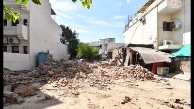 The plot in Sector 36, Chandigarh, which was illegally occupied by the accused. (Keshav Singh/HT) The plot in Sector 36, Chandigarh, which was illegally occupied by the accused. (Keshav Singh/HT)