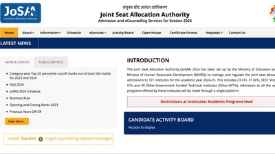 JoSAA counselling 2024 for IIT, NIT+ admissions from today (josaa.nic.in, screenshot)