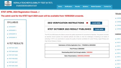 KTET Admit Card 2024: Kerala TET hall tickets today (ktet.kerala.gov.in, screenshot) KTET Admit Card 2024: Kerala TET hall tickets today (ktet.kerala.gov.in, screenshot)