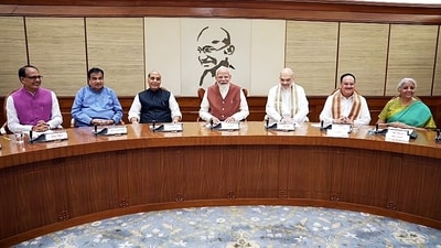 Prime Minister Narendra Modi chairs his first Union Cabinet meeting at the start of his third term, in New Delhi on Monday. (ANI Photo) Prime Minister Narendra Modi chairs his first Union Cabinet meeting at the start of his third term, in New Delhi on Monday. (ANI Photo)
