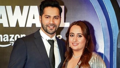Actor Varun Dhawan with wife Natasha Dalal