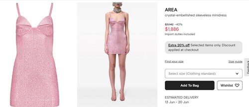 Ananya dress is from the shelves of the brand Area and costs ₹1.56 lakh. (www.farfetch.com) Ananya dress is from the shelves of the brand Area and costs ₹1.56 lakh. (www.farfetch.com)