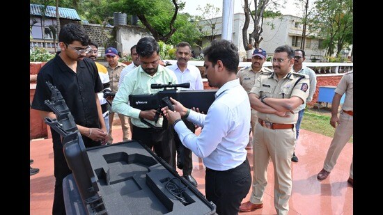 A special task force has been constituted by the rural SP wherein the police force has been trained in different aspects of drone flying and drone control by field experts. (HT PHOTO)