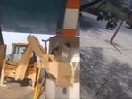 The driver crashed into toll booths and damaged other vehicles while attempting to flee. The driver crashed into toll booths and damaged other vehicles while attempting to flee.