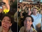 Joe Jonas, Kylie Minogue, and Luke Evans at a Coldplay concert in Greece