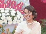 BJP MP Kangana Ranaut at the swearing-in ceremony of the new Union government, at Rashtrapati Bhavan in New Delhi, Sunday. BJP MP Kangana Ranaut at the swearing-in ceremony of the new Union government, at Rashtrapati Bhavan in New Delhi, Sunday.