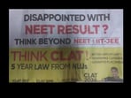 Advertisement for CLAT after discrepancies in NEET results 2024. 