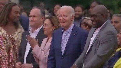 Biden fixed his gaze on the stage as gospel singer Kirk Franklin gave a thrilling performance with his song "Love Theory" in front of various dignitaries on the White House's South Lawn. (X) Biden fixed his gaze on the stage as gospel singer Kirk Franklin gave a thrilling performance with his song "Love Theory" in front of various dignitaries on the White House's South Lawn. (X)