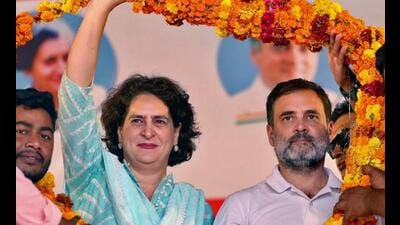 Congress MP Rahul Gandhi and party general secretary Priyanka Gandhi Vadra being garlanded during a public meeting, in Rae Bareli on Tuesday. (ANI Photo) Congress MP Rahul Gandhi and party general secretary Priyanka Gandhi Vadra being garlanded during a public meeting, in Rae Bareli on Tuesday. (ANI Photo)
