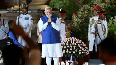 Prime Minister Narendra Modi during the oath-taking ceremony at Rashtrapati Bhavan. (AFP)