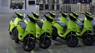 Ola Electric's S1 Air e-scooters are pictured inside its manufacturing facility in Pochampalli in the southern state of Tamil Nadu (Reuters)