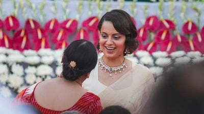 BJP MP Kangana Ranaut at the swearing-in ceremony of PM-designate Narendra Modi and other ministers, at Rashtrapati Bhavan in New Delhi, Sunday, June 9, 2024. (PTI Photo/Atul Yadav) BJP MP Kangana Ranaut at the swearing-in ceremony of PM-designate Narendra Modi and other ministers, at Rashtrapati Bhavan in New Delhi, Sunday, June 9, 2024. (PTI Photo/Atul Yadav)