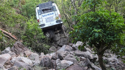 Reasi: The bus which plunged into a gorge following a terrorist attack on pilgrims, in Reasi district of Jammu and Kashmir, Tuesday, June 11, 2024. (PTI) Reasi: The bus which plunged into a gorge following a terrorist attack on pilgrims, in Reasi district of Jammu and Kashmir, Tuesday, June 11, 2024. (PTI)