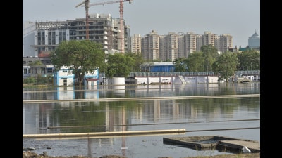 The project aims to supply about 40MLD of treated water daily to industrial units in Sahibabad Site IV area. (Sakib Ali/HT Photo)