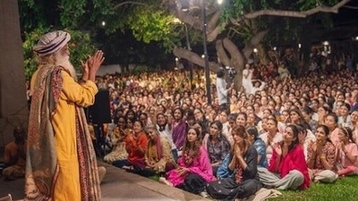 Samantha also shared a picture in which Sadhguru is addressing her and other followers at a spiritual gathering Samantha also shared a picture in which Sadhguru is addressing her and other followers at a spiritual gathering