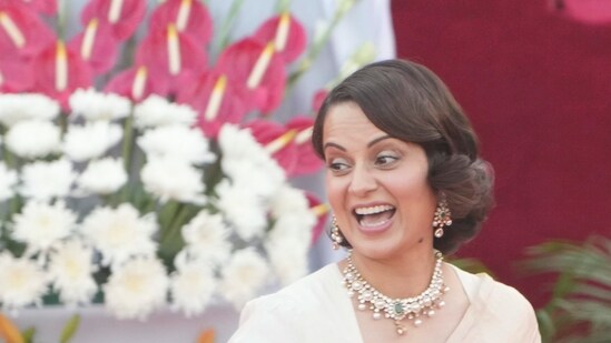 BJP MP Kangana Ranaut at the swearing-in ceremony of the new Union government, at Rashtrapati Bhavan in New Delhi, Sunday. (PTI)