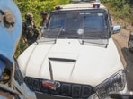 Kathua: A bullet-proof vehicle of a police officer being towed away after it came under terrorist firing.