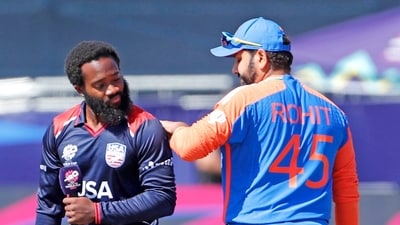 India's captain Rohit Sharma and USA's captain Aaron Jones (Surjeet Yadav) India's captain Rohit Sharma and USA's captain Aaron Jones (Surjeet Yadav)
