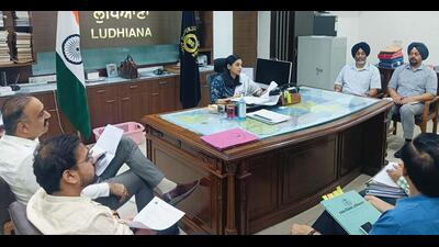 Deputy commissioner Sakshi Sawhney chairs meeting in Ludhiana on Wednesday. (HT Photo)