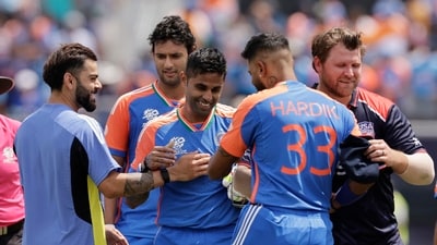 Suryakumar Yadav guided India to the Super 8 stage with his unbeaten half-century against USA (PTI) Suryakumar Yadav guided India to the Super 8 stage with his unbeaten half-century against USA (PTI)