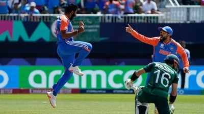 India's Jasprit Bumrah (L) celebrates after dismissing Pakistan's Mohammad Rizwan during the ICC men's Twenty20 World Cup 2024 (AFP) India's Jasprit Bumrah (L) celebrates after dismissing Pakistan's Mohammad Rizwan during the ICC men's Twenty20 World Cup 2024 (AFP)