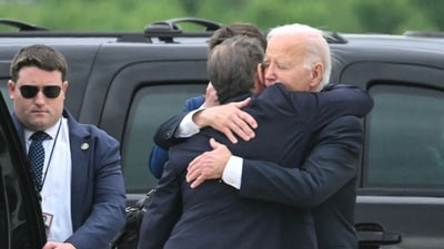 Joe Biden seen hugging Hunter in public show of support (Photo by ANDREW CABALLERO-REYNOLDS / AFP) (AFP) Joe Biden seen hugging Hunter in public show of support (Photo by ANDREW CABALLERO-REYNOLDS / AFP) (AFP)