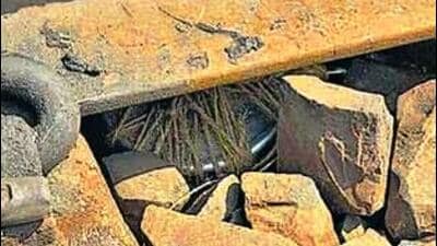 The cane bomb found under the tracks. (Sourced photo) The cane bomb found under the tracks. (Sourced photo)