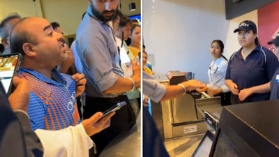 Cricket fans were filmed screaming at the staff of a movie theatre in Canada (X/6ixbuzztv) Cricket fans were filmed screaming at the staff of a movie theatre in Canada (X/6ixbuzztv)