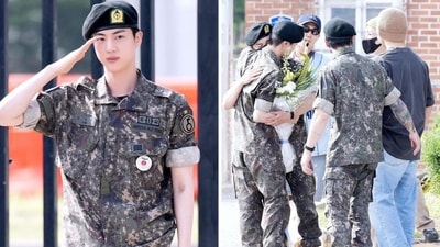 BTS Jin met the rest of the members after he was discharged from the mandatory military service. BTS Jin met the rest of the members after he was discharged from the mandatory military service.