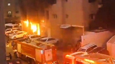 Kuwait building fire: Smoke billows after a fire broke out in a building, in Mangaf, Kuwait, Wednesday, June 12, 2024. At least 41 people were killed, according to officials. (PTI)