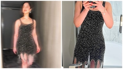 The pictures were clicked in Palermo, Italy, one of the pit stops during the cruise. She wore a <span class='webrupee'>₹</span>95,000 dress from a brand called Annie's. It is their Orion dress, the shimmery sequins likely inspired by the constellation. The dress came with a simple U neckline, thin straps, and a melty-drippy detail at the hem. She paired the outfit with some Van Cleef jewellery. The pictures were clicked in Palermo, Italy, one of the pit stops during the cruise. She wore a <span class='webrupee'>₹</span>95,000 dress from a brand called Annie's. It is their Orion dress, the shimmery sequins likely inspired by the constellation. The dress came with a simple U neckline, thin straps, and a melty-drippy detail at the hem. She paired the outfit with some Van Cleef jewellery. 