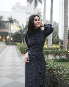 Katrina Kaif in a black polka dot dress with puffed sleeves (Photo: Instagram) Katrina Kaif in a black polka dot dress with puffed sleeves (Photo: Instagram)