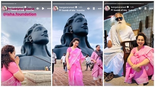 Kangana Ranaut recently met Sadhguru at his Coimbatore ashram. Kangana Ranaut recently met Sadhguru at his Coimbatore ashram.