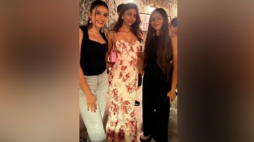 suhana khan bodycon dress Suhana Khan picked a purple body-hugging turtleneck dress for her day out in New York