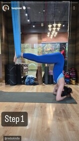 A perfect ninety-degree handstand.