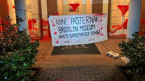 Antisemitic vandals smeared red paint across the homes of Brooklyn Museum's Jewish leaders (X, formerly Twitter/ Mayor Eric Adams)