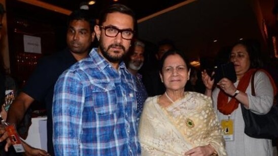 Actor Aamir Khan with his mother Zeenat Hussain during a book launch event in Mumbai. (File Photo)