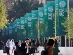 Delegates walk at the United Nations Climate Change Conference COP28 in Dubai, United Arab Emirates, December 8, 2023. (REUTERS)