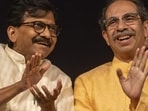 Shiv Sena chief ( UBT ) Uddhav Thackeray, Sanjay Raut and Arvind Sawant together during Shiv Sena women, men office bearer meeting Rangsharada Hall, Bandra in Mumbai, India, on Wednesday, June 12, 2024. (Photo by Satish Bate/ Hindustan Times) (Hindustan Times) Shiv Sena chief ( UBT ) Uddhav Thackeray, Sanjay Raut and Arvind Sawant together during Shiv Sena women, men office bearer meeting Rangsharada Hall, Bandra in Mumbai, India, on Wednesday, June 12, 2024. (Photo by Satish Bate/ Hindustan Times) (Hindustan Times)