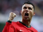 Portugal's Cristiano Ronaldo celebrates scoring their third goal