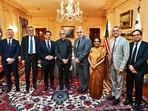 US deputy secretary of state Kurt Campbell (centre) with Indian foreign secretary Vinay Mohan Kwatra (centre left) and other Indian officials in Washington in April. (ANI) US deputy secretary of state Kurt Campbell (centre) with Indian foreign secretary Vinay Mohan Kwatra (centre left) and other Indian officials in Washington in April. (ANI)