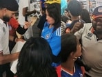 USA cricketers were mobbed by fans. USA cricketers were mobbed by fans.