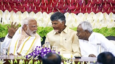 Telugu Desam Party’s 16 MPs and the Janata Dal United’s 12 are crucial for the Bharatiya Janata Party, which has 240 seats in the Lok Sabha where the majority mark is 272. (ANI Photo) (ANI) Telugu Desam Party’s 16 MPs and the Janata Dal United’s 12 are crucial for the Bharatiya Janata Party, which has 240 seats in the Lok Sabha where the majority mark is 272. (ANI Photo) (ANI)
