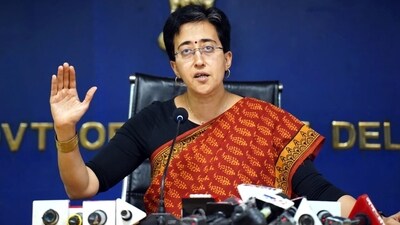 Delhi's water minister Atishi during a press conference. (HT photo) Delhi's water minister Atishi during a press conference. (HT photo)