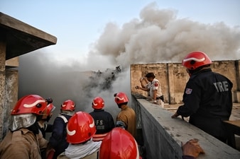 The fire started from Marwadi Katra market and spread to Anil Market. (Sanchit Khanna/Hindustan Times) The fire started from Marwadi Katra market and spread to Anil Market. (Sanchit Khanna/Hindustan Times)
