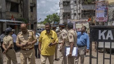 Mumbai, India - June 13, 2024: The residence of the Kailas Parbat building today announced a stage protest in the premises of the building, but the Mumbai Police denied permission for the protest and detained some people before the protest, 500 residents in Kailash Parbat CHS adjacent to BKC junction to be rendered homeless, as BMC will come armed with police protection on June 19 to evict them after court ordered demolition of the C1 category building in Mumbai, India, on Thursday, June 13, 2024. (Photo by Satish Bate/ Hindustan Times) (Hindustan Times) Mumbai, India - June 13, 2024: The residence of the Kailas Parbat building today announced a stage protest in the premises of the building, but the Mumbai Police denied permission for the protest and detained some people before the protest, 500 residents in Kailash Parbat CHS adjacent to BKC junction to be rendered homeless, as BMC will come armed with police protection on June 19 to evict them after court ordered demolition of the C1 category building in Mumbai, India, on Thursday, June 13, 2024. (Photo by Satish Bate/ Hindustan Times) (Hindustan Times)